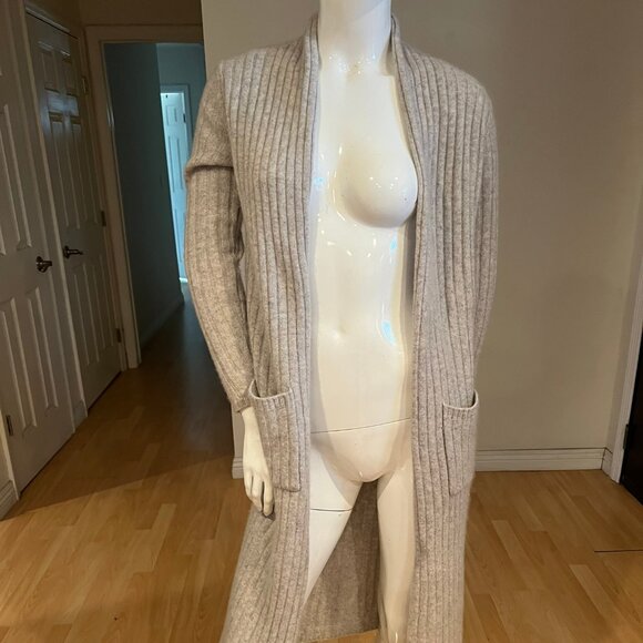 $400 TAHARI 2 PLY CASHMERE DUSTER LONG CARDIGAN POCKETS SZ XS XSMALL - Picture 1 of 6